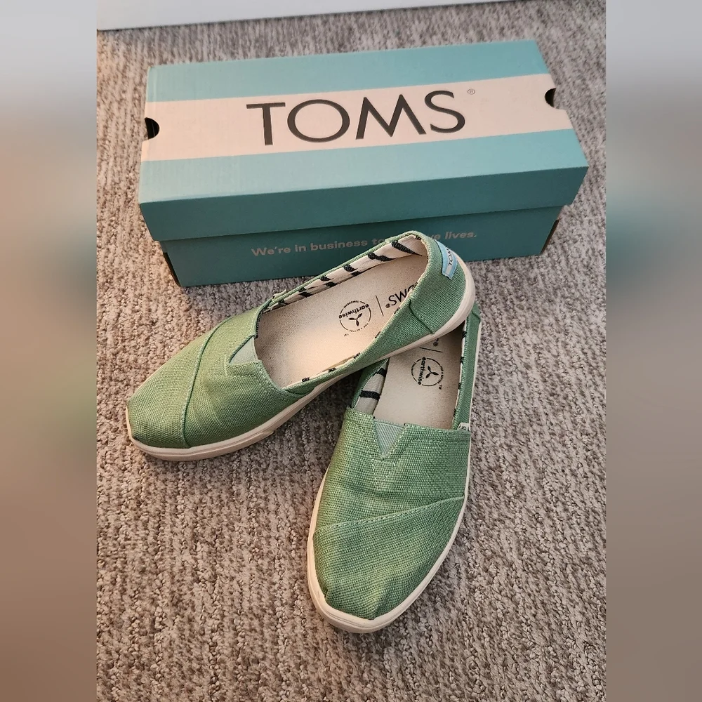 Toms Alpargata Cupsole Vintage Green Green HeritageCanvas Flats with Rubber Sole - Picture 2 of 7